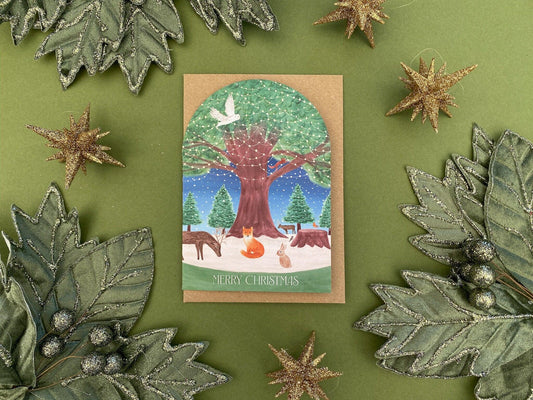 Merry Christmas woodland card - Sofia Papa Designs