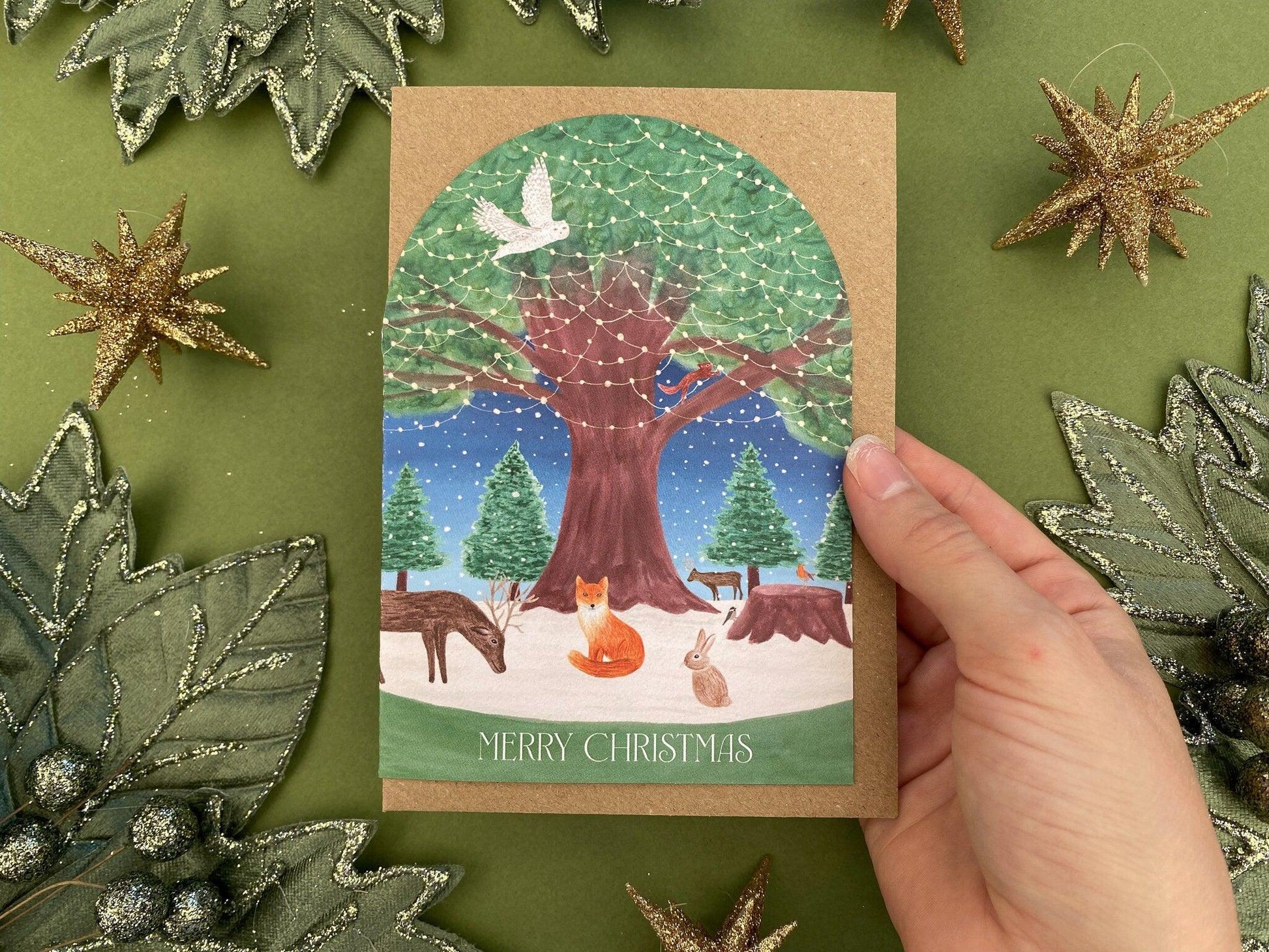 Merry Christmas woodland card - Sofia Papa Designs