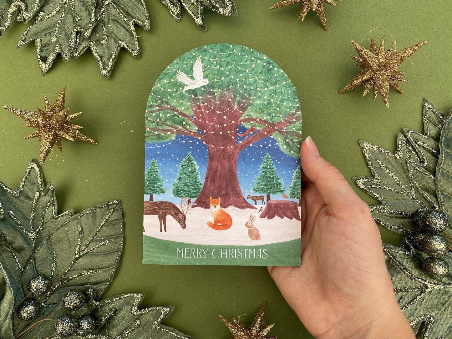 Merry Christmas woodland card - Sofia Papa Designs