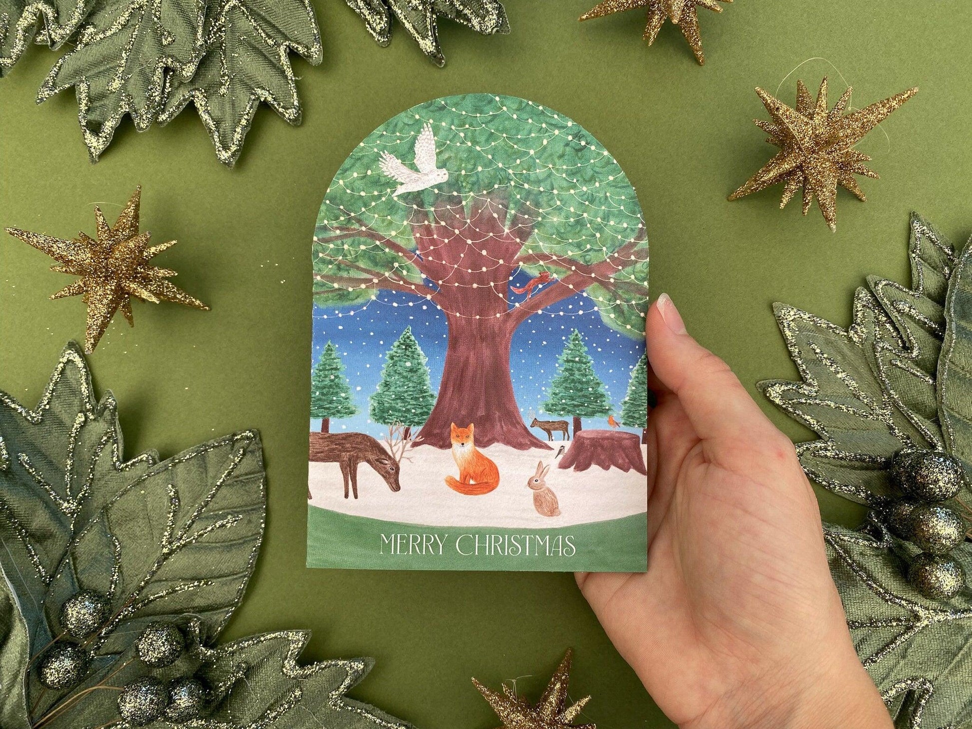 Merry Christmas woodland card - Sofia Papa Designs