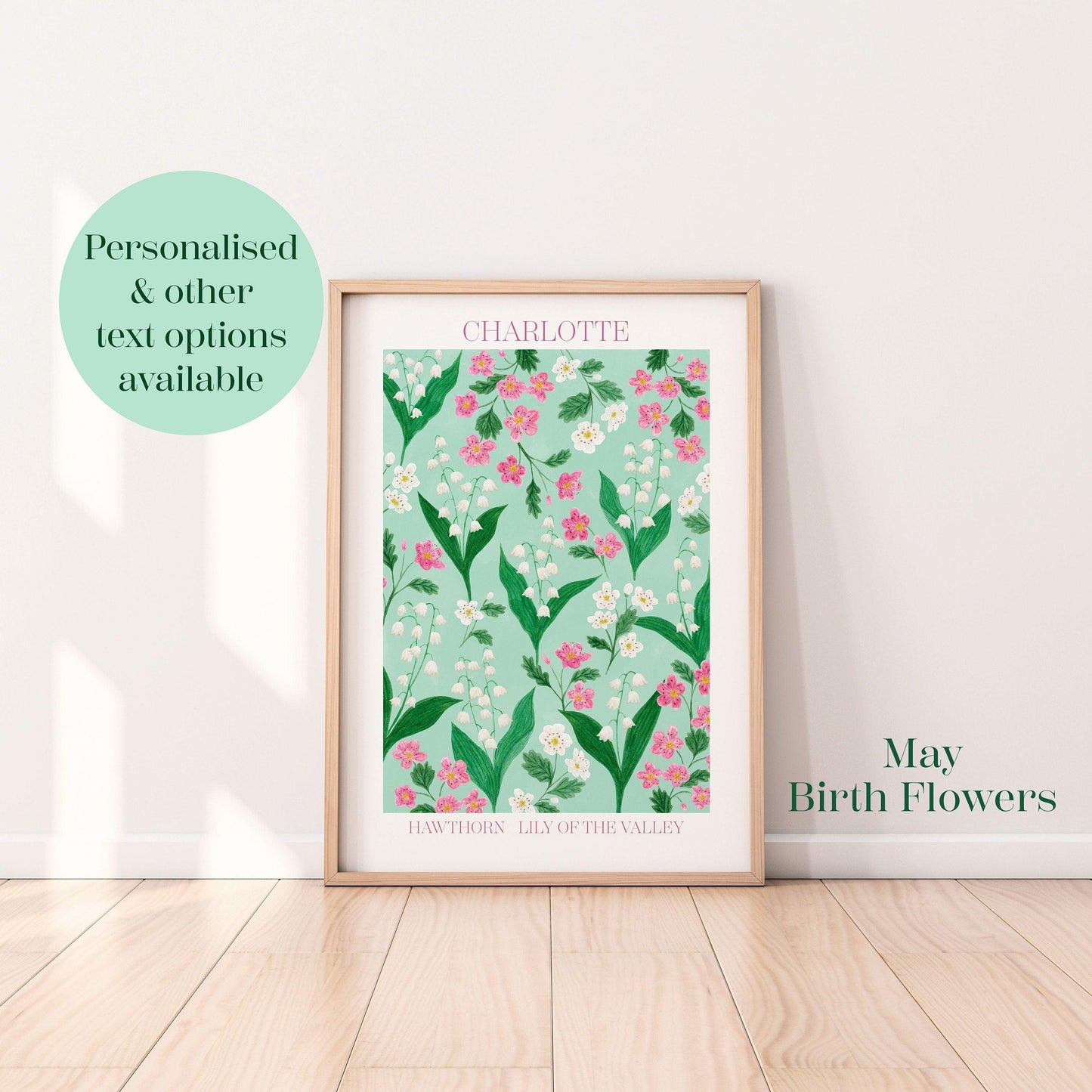 Personalised May birth flowers art print - Sofia Papa Designs