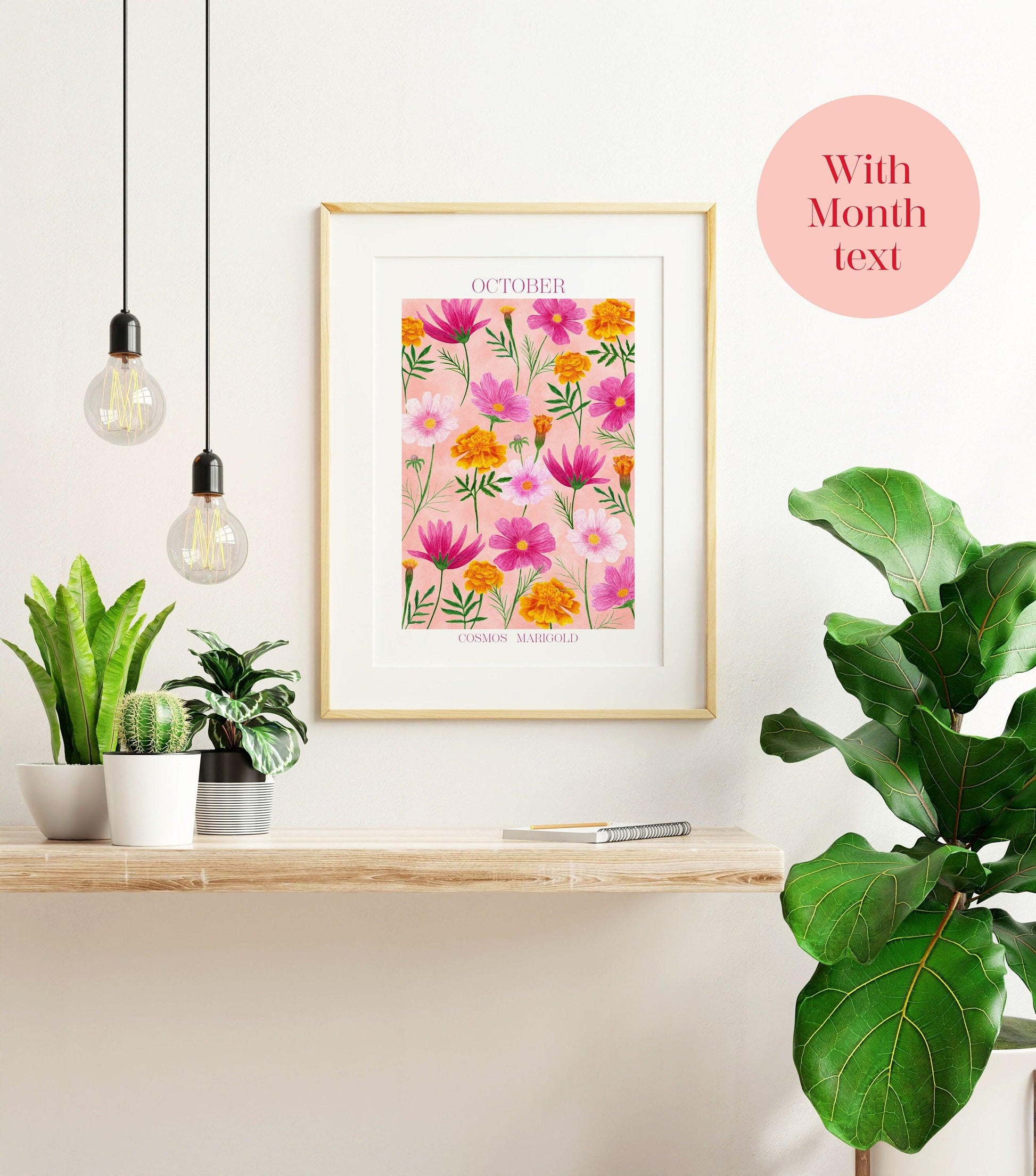 Personalised October birth flowers art print - Sofia Papa Designs