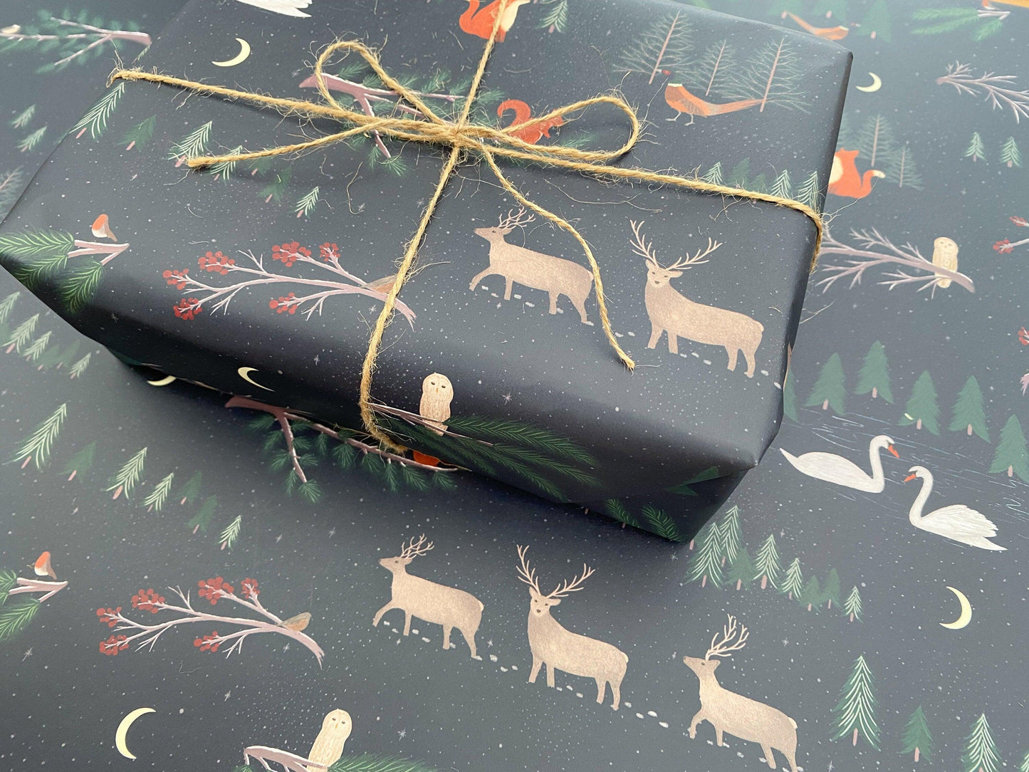 *SECONDS* Christmas woodland wrapping paper - Sofia Papa Designs