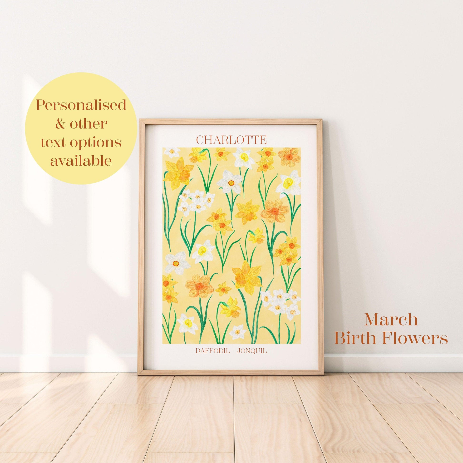 Personalised March birth flowers art print - Sofia Papa Designs