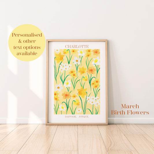 Personalised March birth flowers art print - Sofia Papa Designs