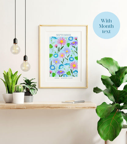 Personalised September birth flowers art print - Sofia Papa Designs