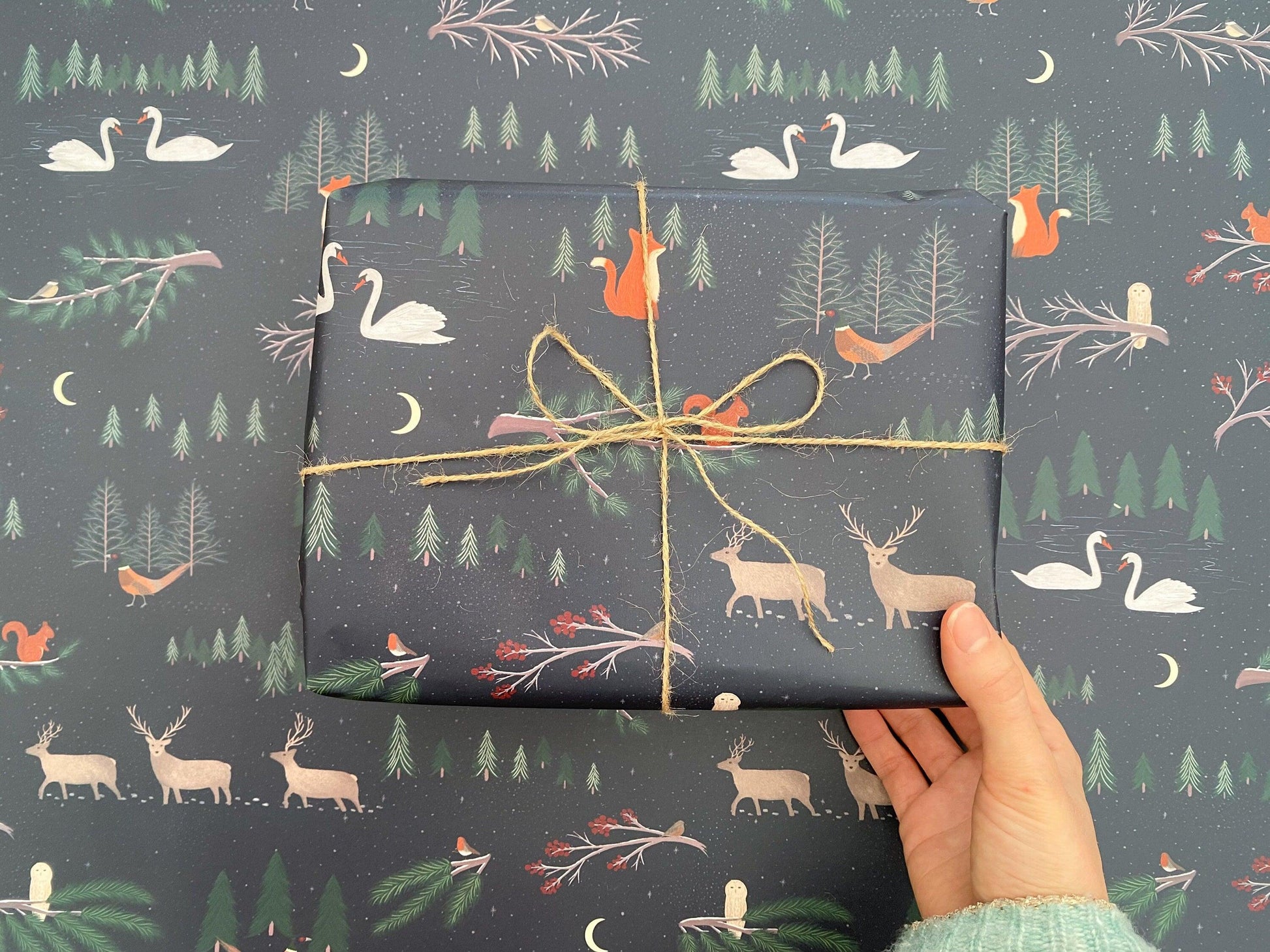*SECONDS* Christmas woodland wrapping paper - Sofia Papa Designs