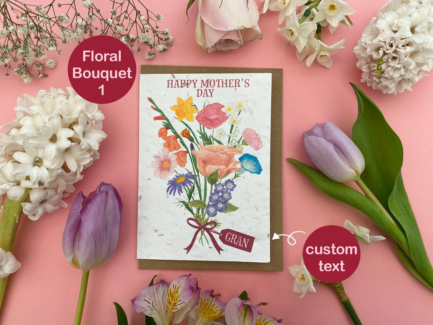 Personalised plantable Mother's day bouquet card - Sofia Papa Designs