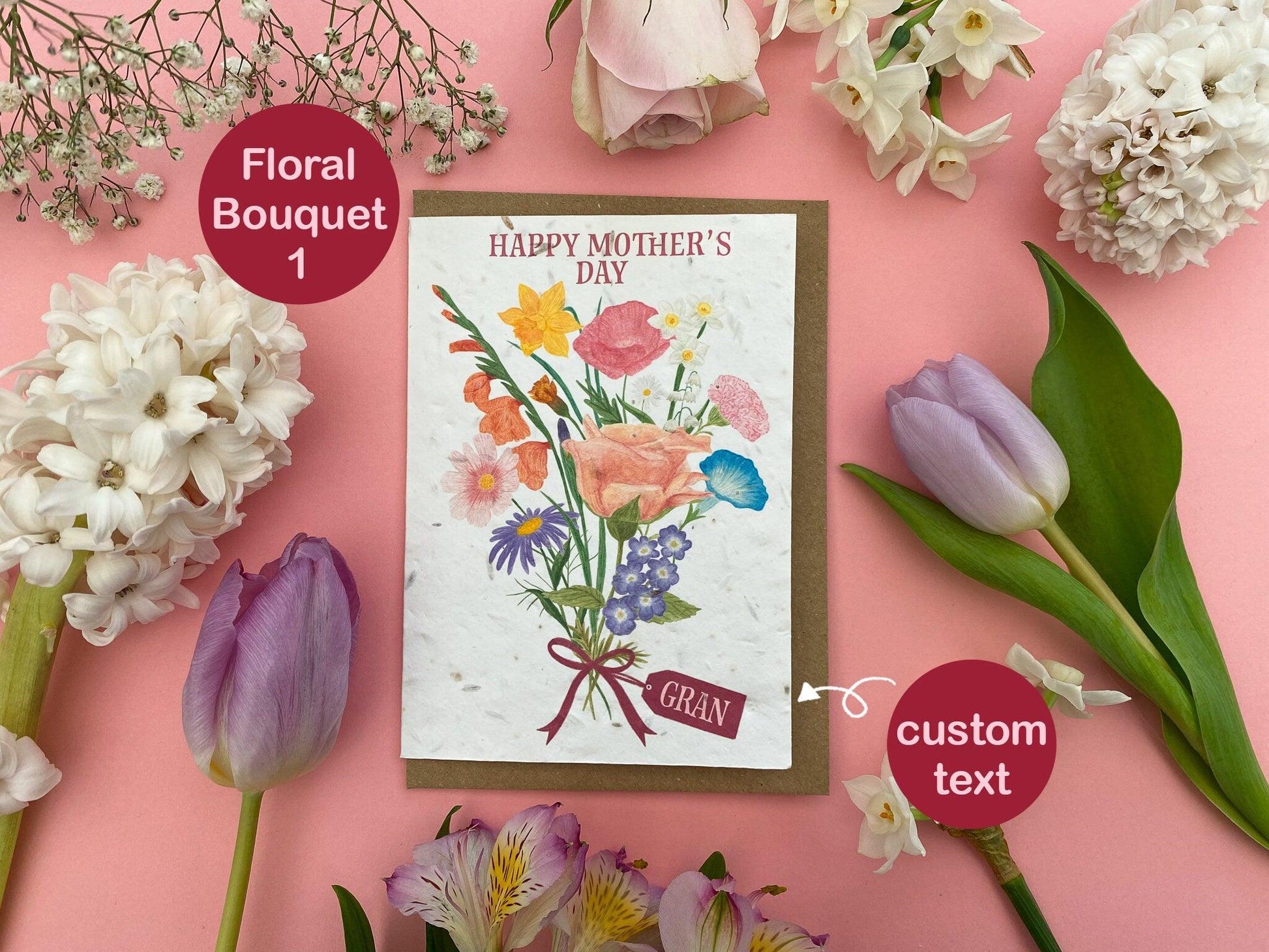 Personalised plantable Mother's day bouquet card - Sofia Papa Designs