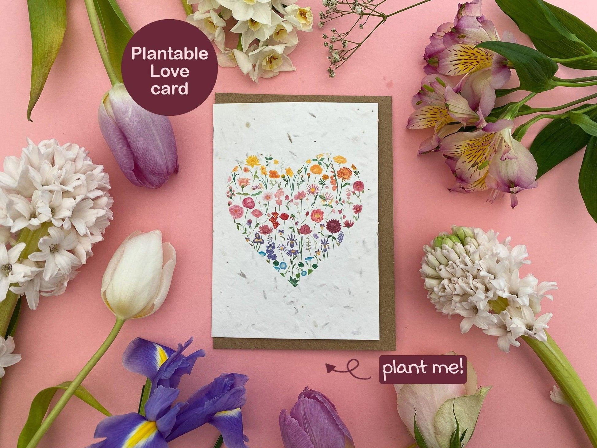 Plantable Floral heart card - Sofia Papa Designs