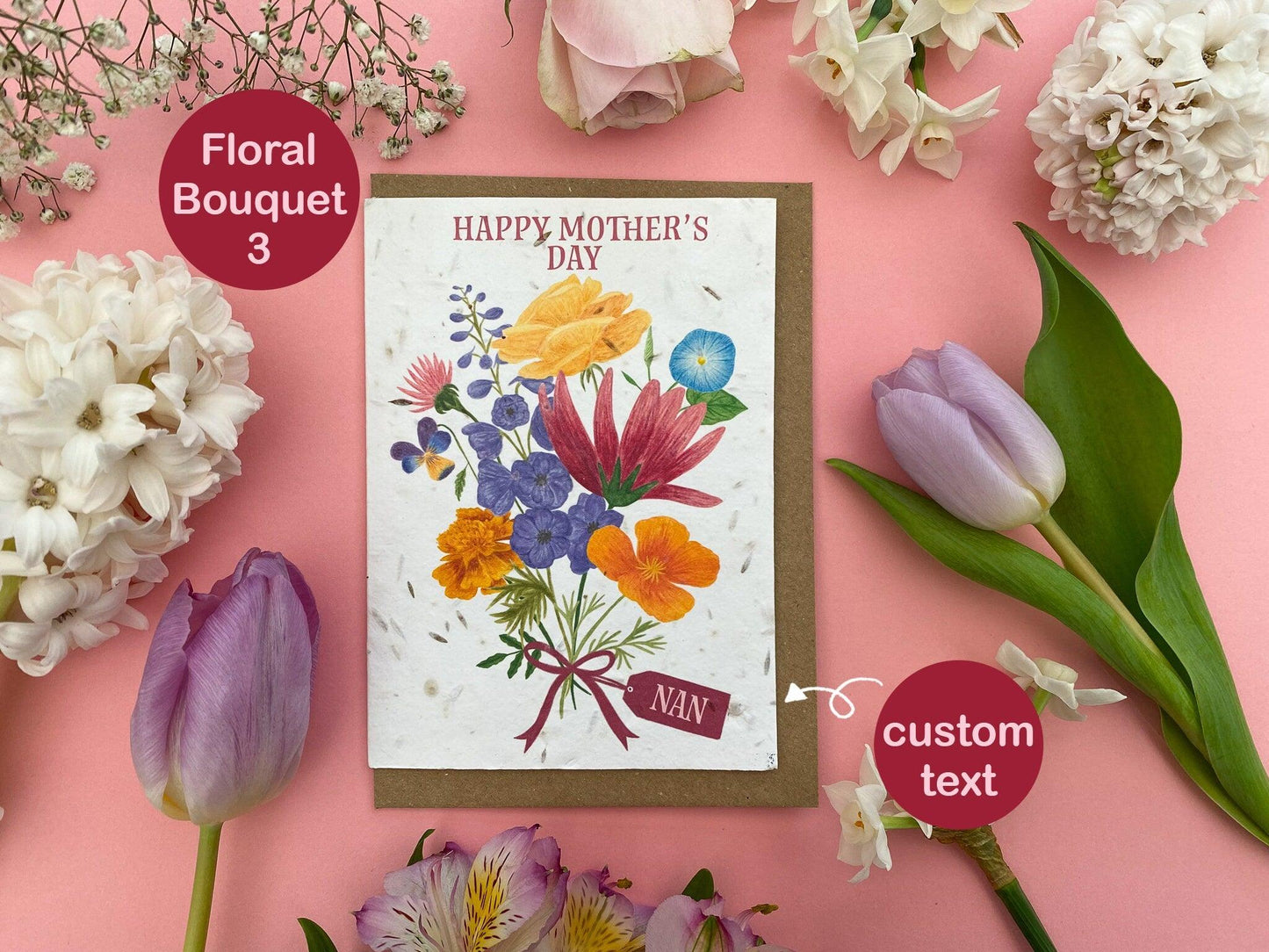 Personalised plantable Mother's day bouquet card - Sofia Papa Designs