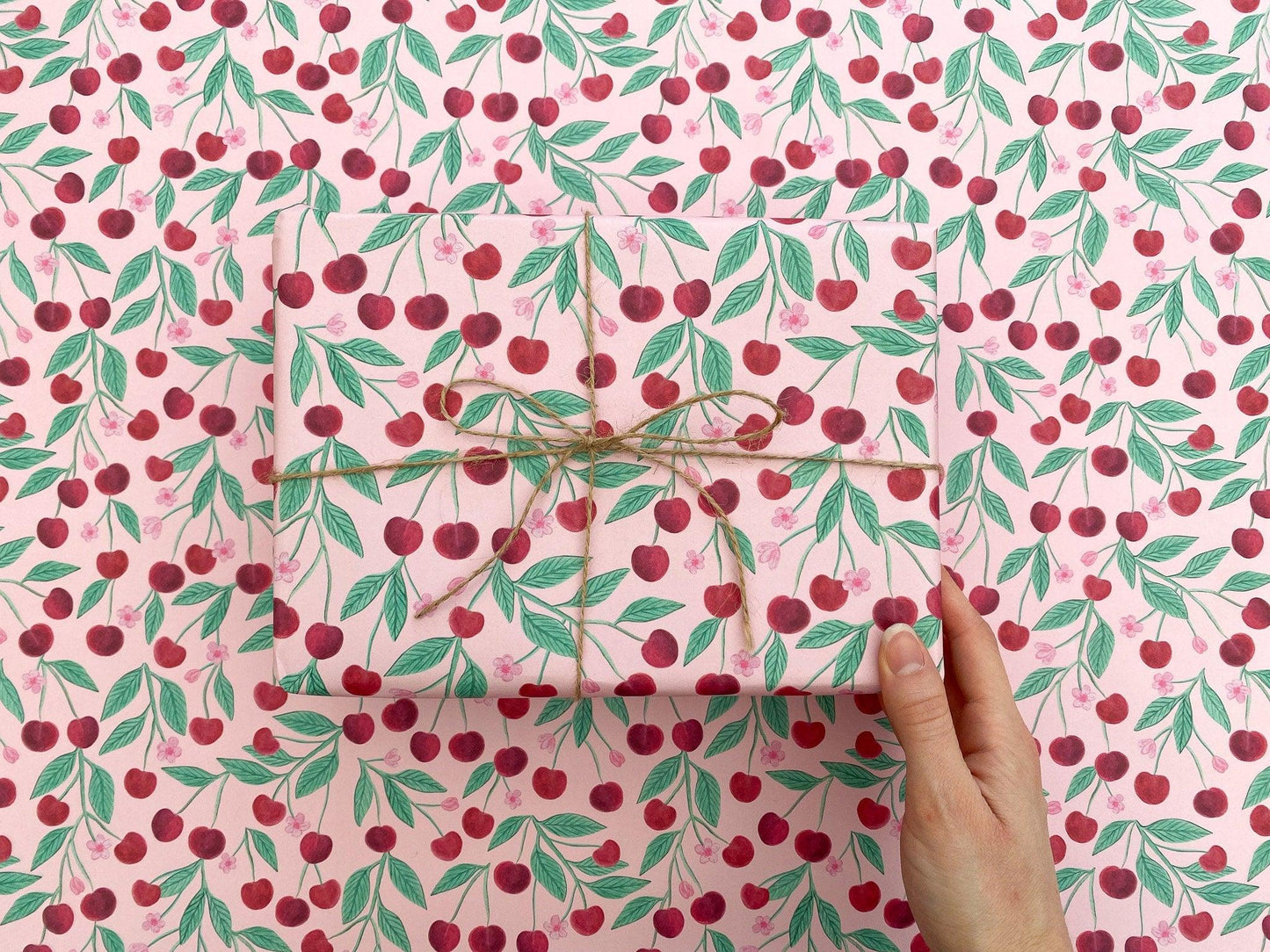 Cherry recyclable wrapping paper - Sofia Papa Designs