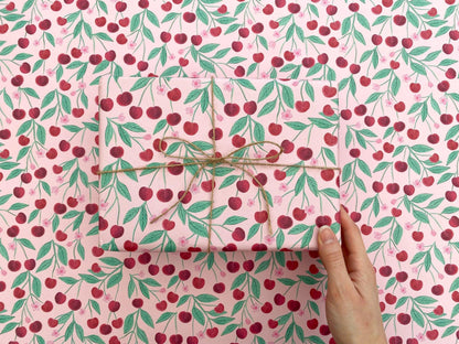 Cherry recyclable wrapping paper - Sofia Papa Designs