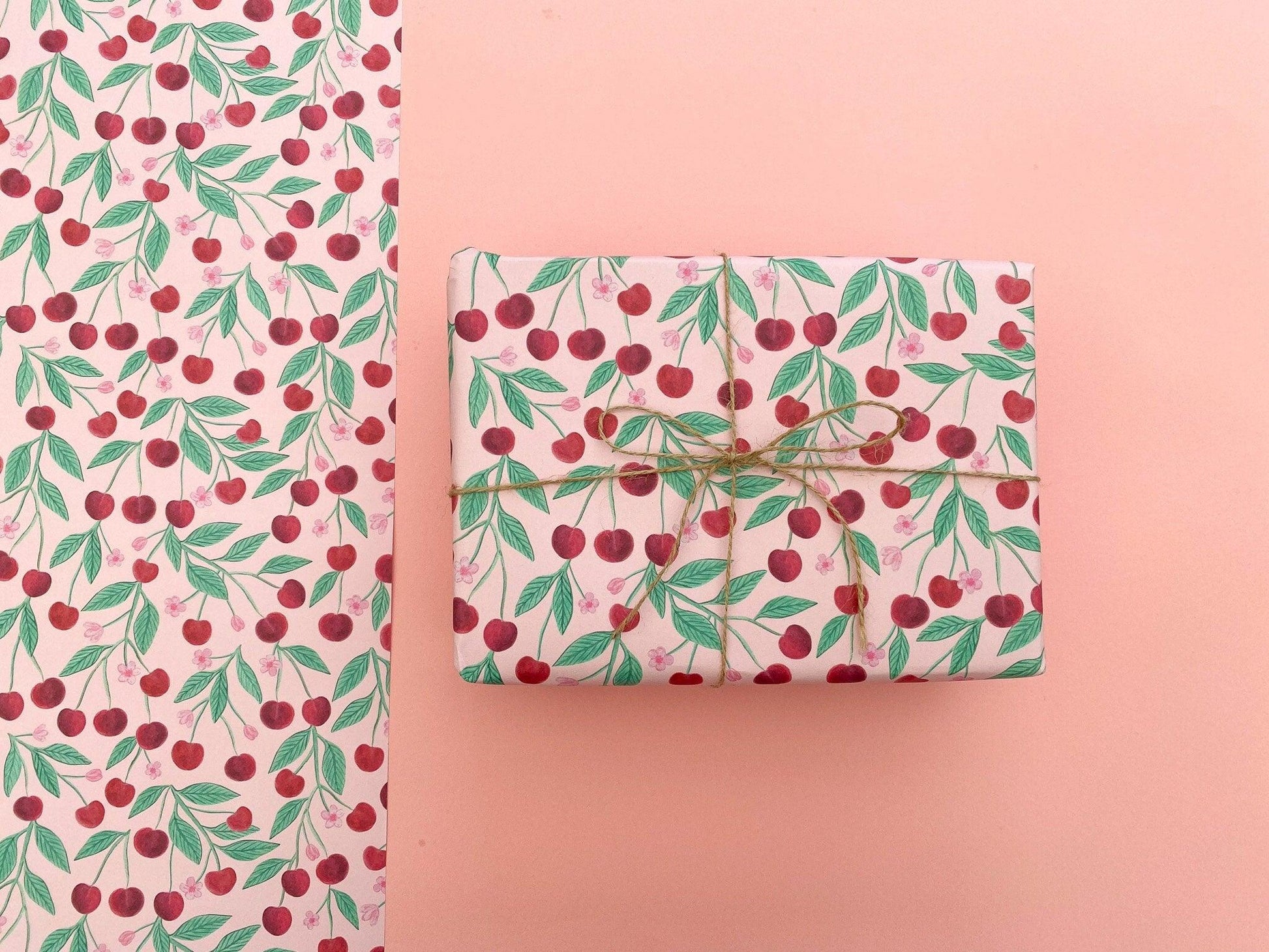 Cherry recyclable wrapping paper - Sofia Papa Designs