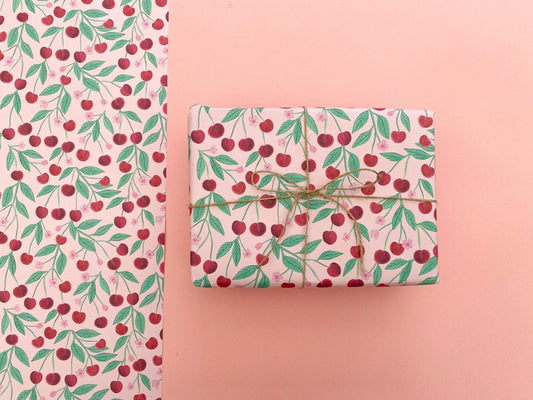 Cherry recyclable wrapping paper - Sofia Papa Designs