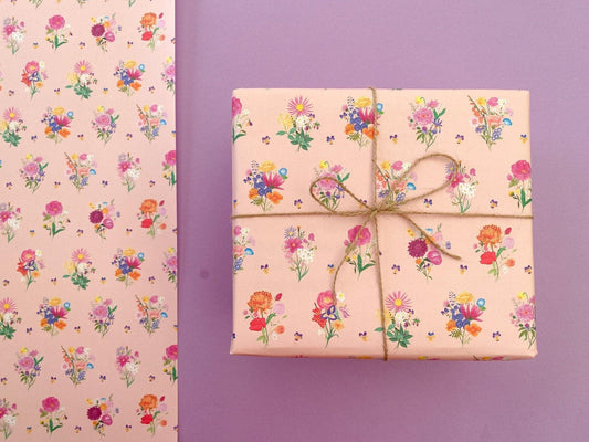 Bouquet flowers recyclable wrapping paper - Sofia Papa Designs