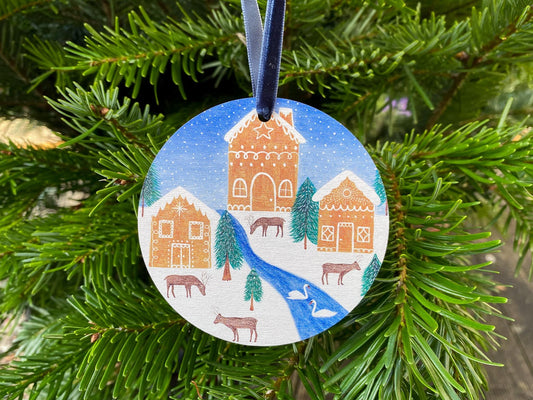 Gingerbread houses wooden decoration