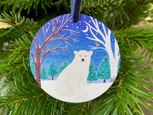 Polar bear wooden decoration