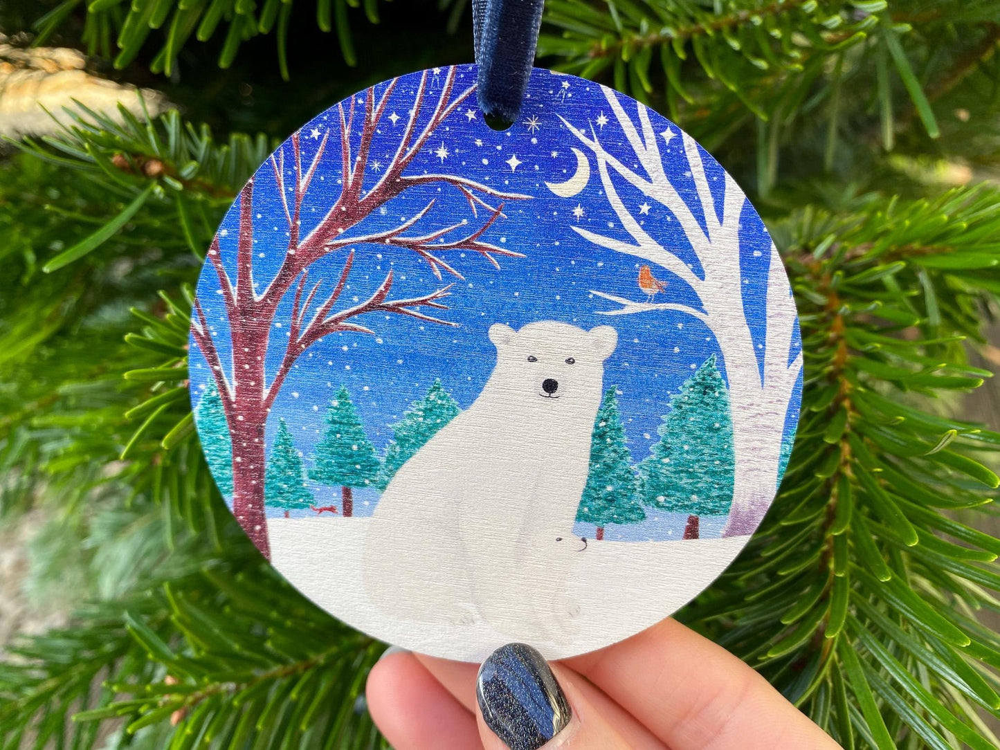 Polar bear wooden decoration