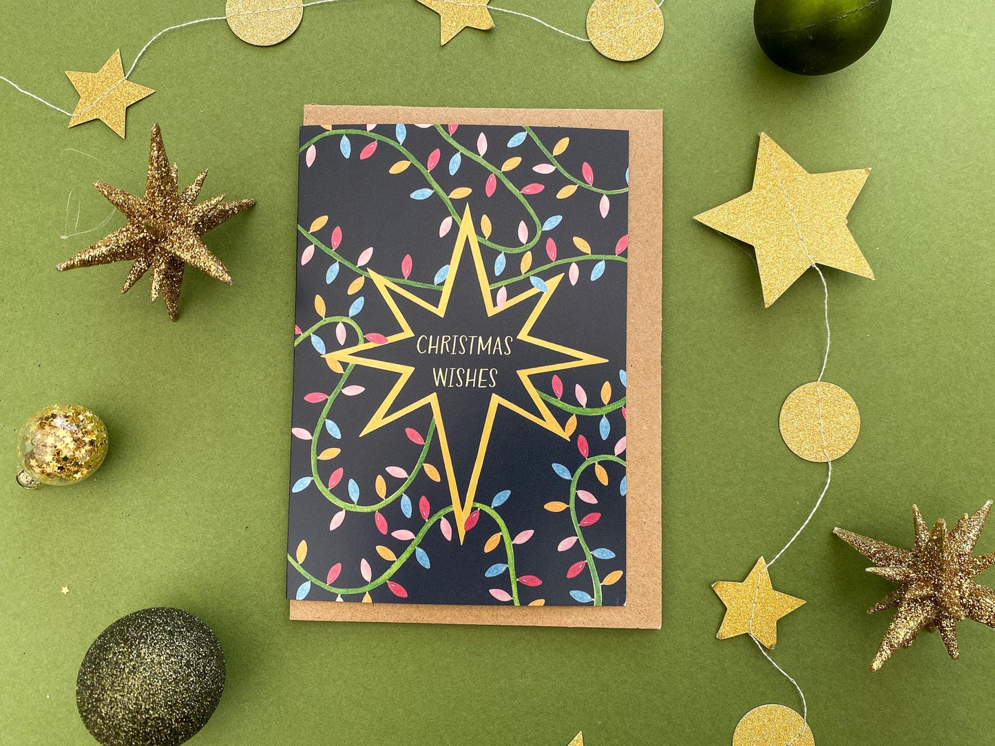 Charity Christmas star and lights card