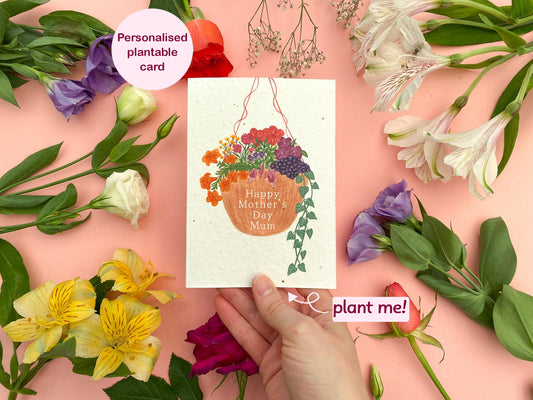Personalised plantable hanging basket Mother's day card