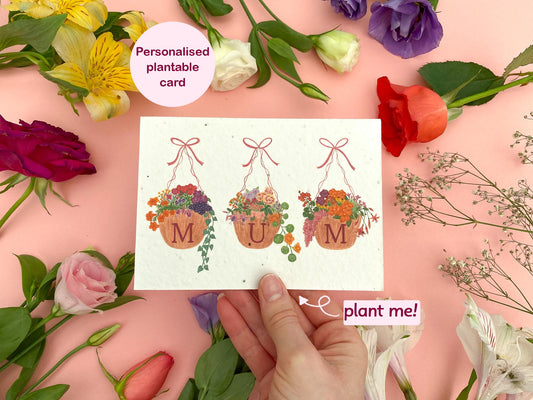 Personalised plantable hanging basket Mother's day card