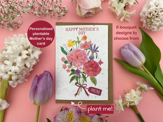 Personalised plantable Mother's day bouquet card - Sofia Papa Designs