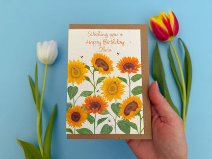 Personalised Sunflower plantable card