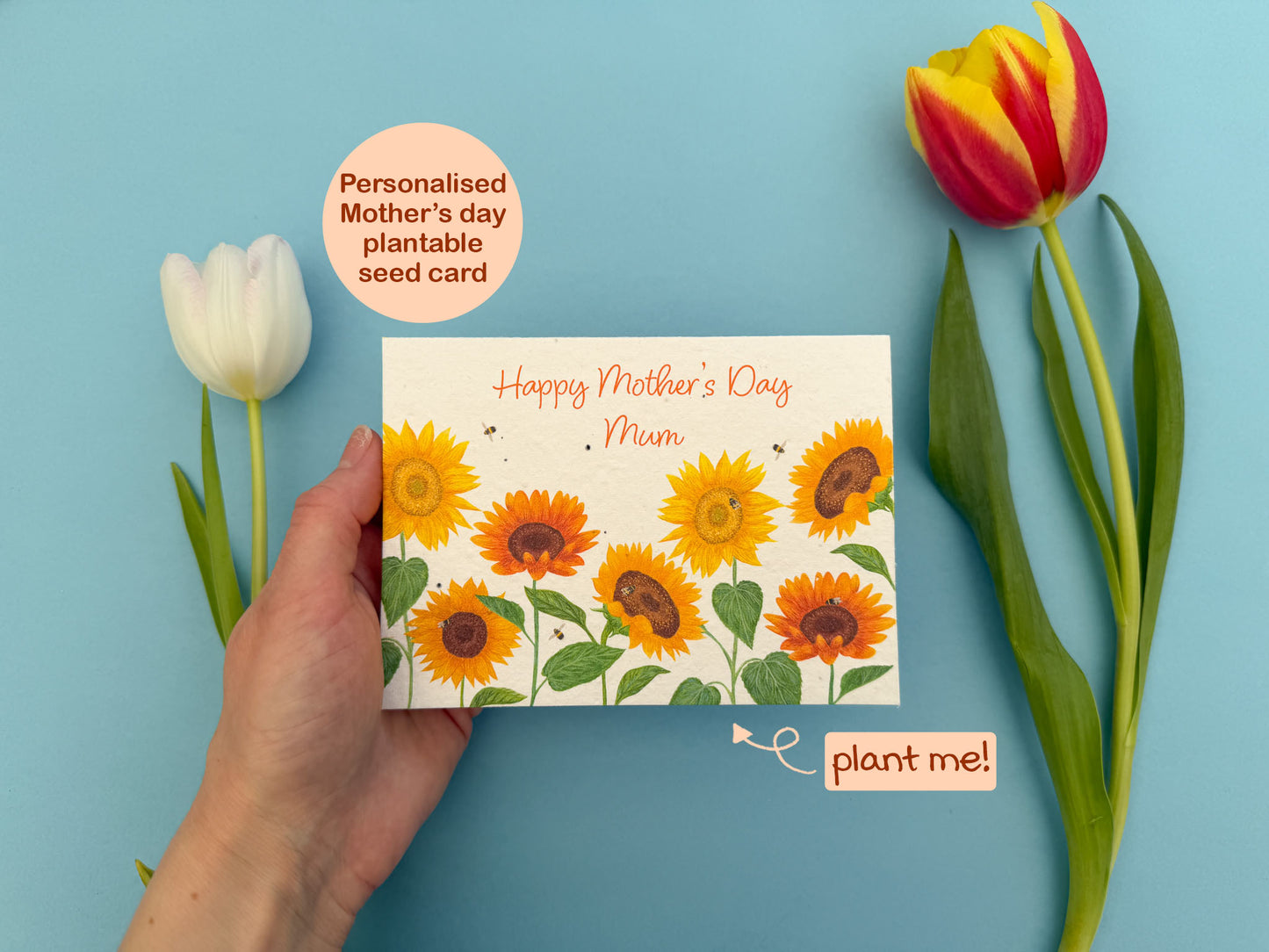 Personalised Sunflower plantable Mother's day card