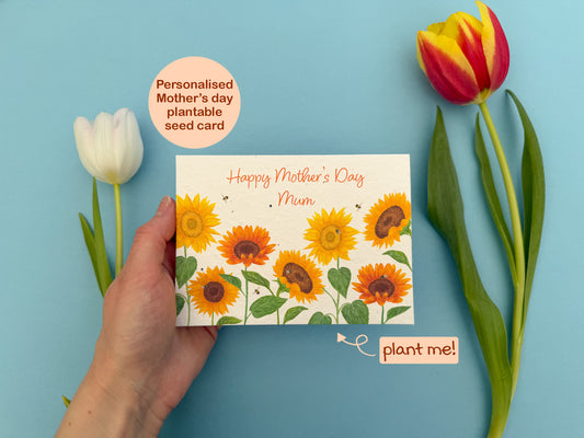 Personalised Sunflower plantable Mother's day card