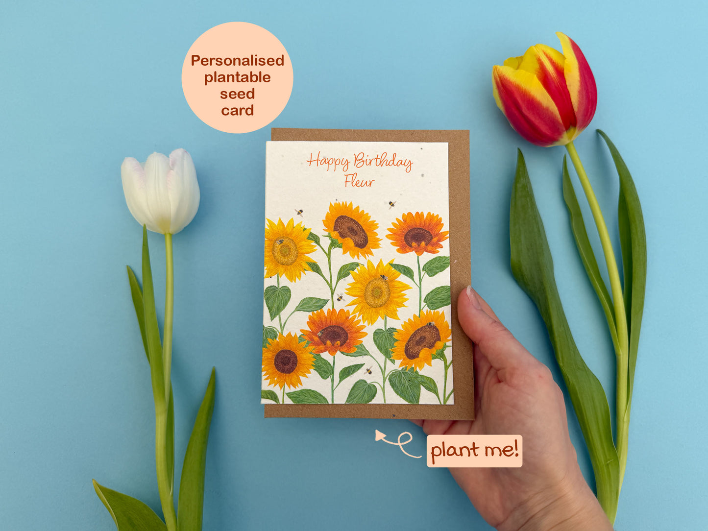 Personalised Sunflower plantable card