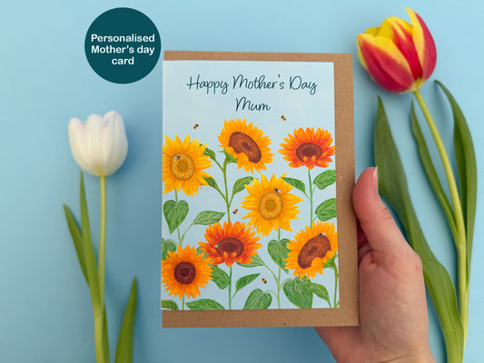Personalised Sunflower Mother's day card