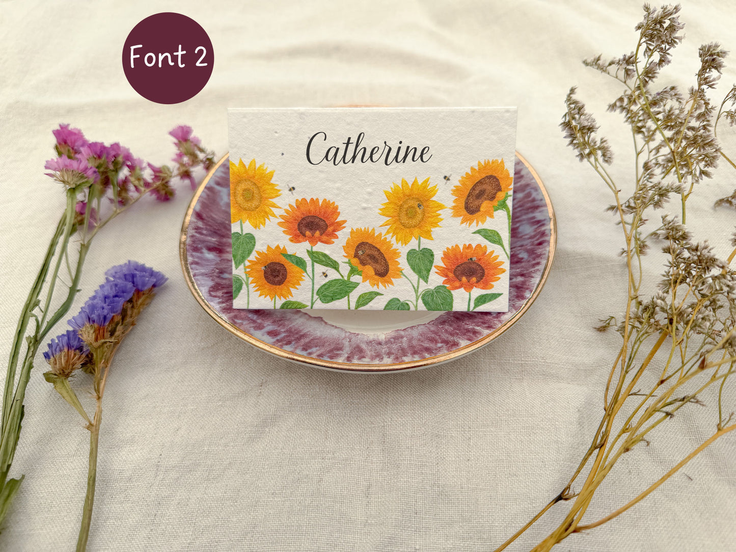 Plantable Wedding Sunflower Place Cards