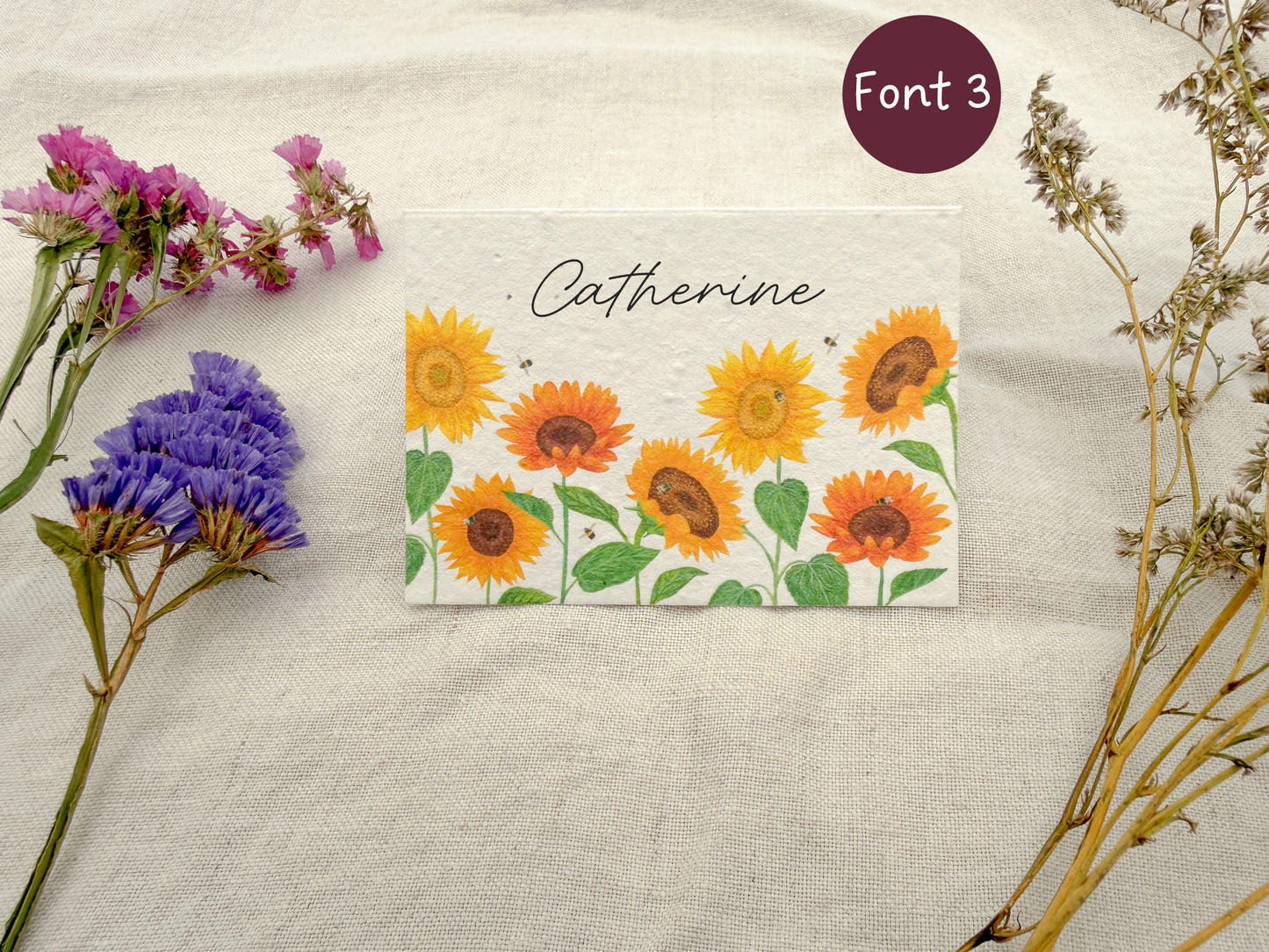 Plantable Wedding Sunflower Place Cards