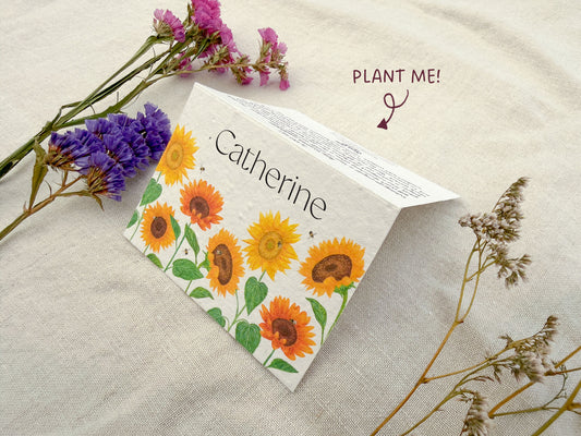 Plantable Wedding Sunflower Place Cards